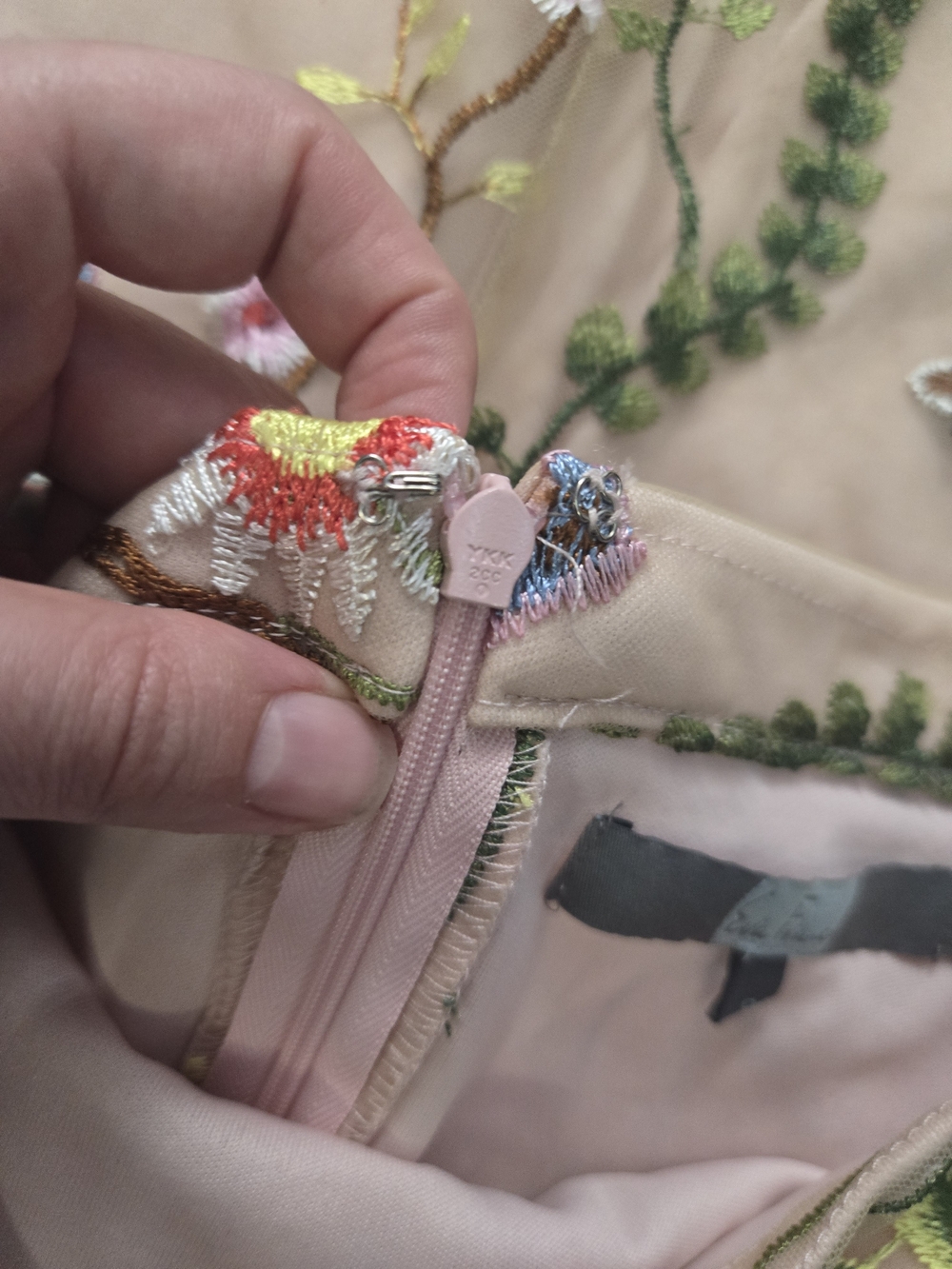 Embroidered Floral Sheer Midi Skirt - Blush Pink - Picture 6 of 16